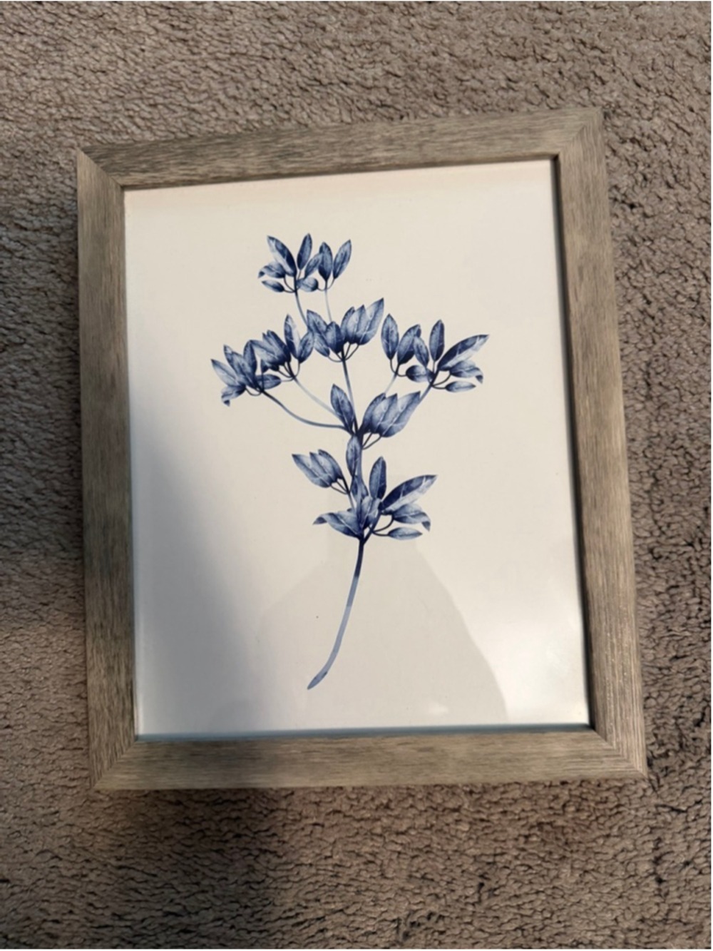 2 Picture Frames One Size Gray Blue Floral Art Set of 2